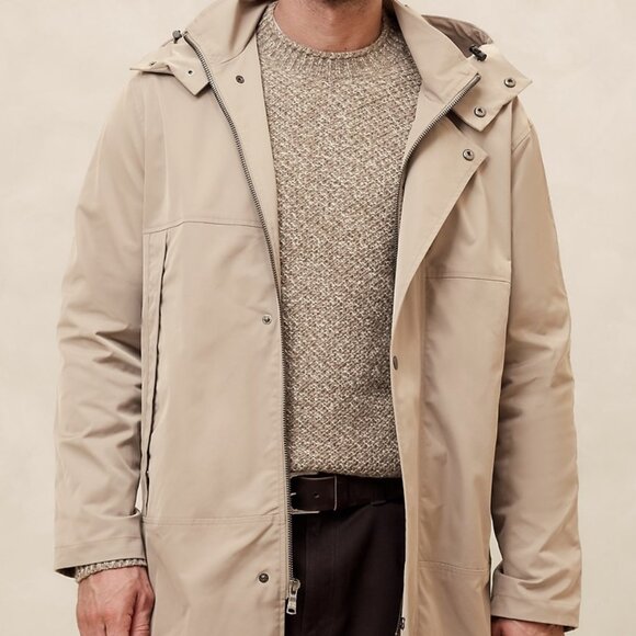 Banana Republic Factory Oversized Water Resistant Taupe Modern Anorak - Picture 7 of 11
